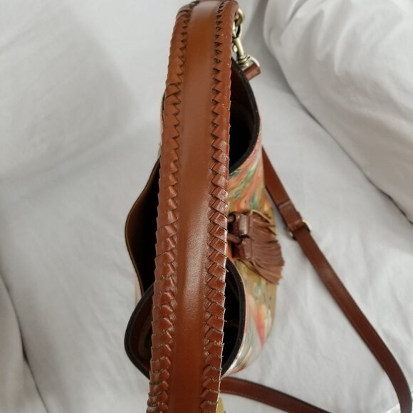 Patricia Nash Leather Convertible Medium Bucket Bag & Crossbody Apricot Blossom - Picture 9 of 13